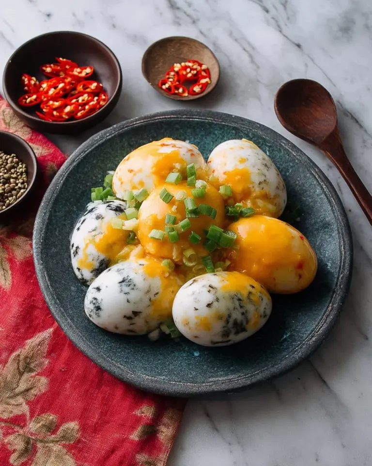 Marble eggs served with Thai fish sauce dip