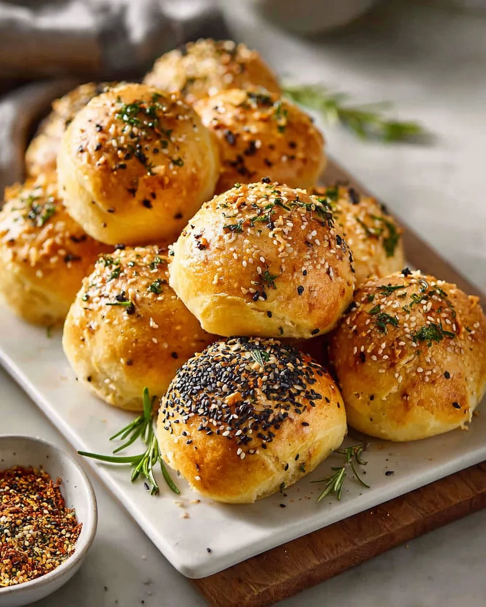High protein bagel bites served on a plate, ready to eat for a healthy snack.