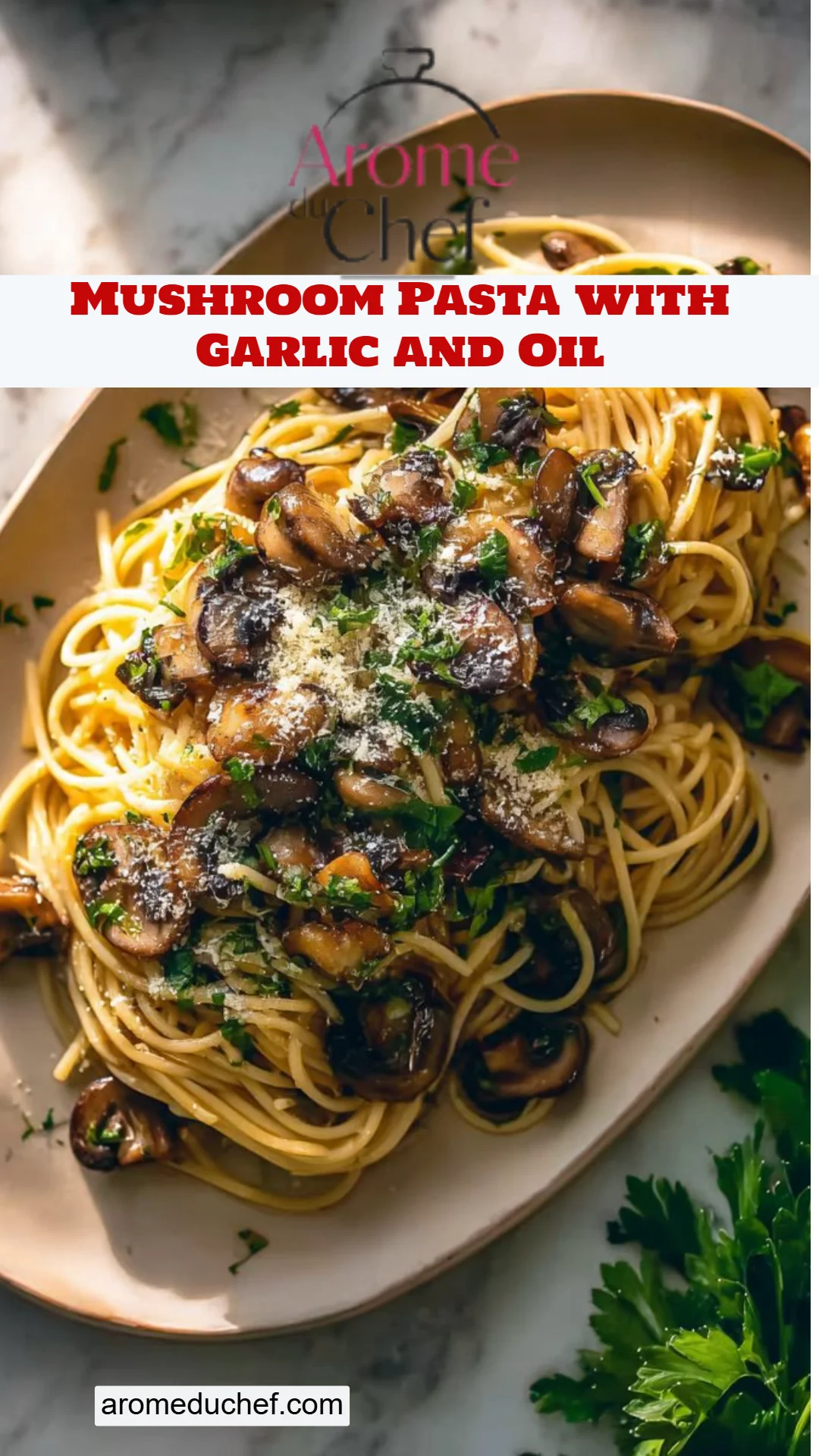 Mushroom Pasta with Garlic and Oil