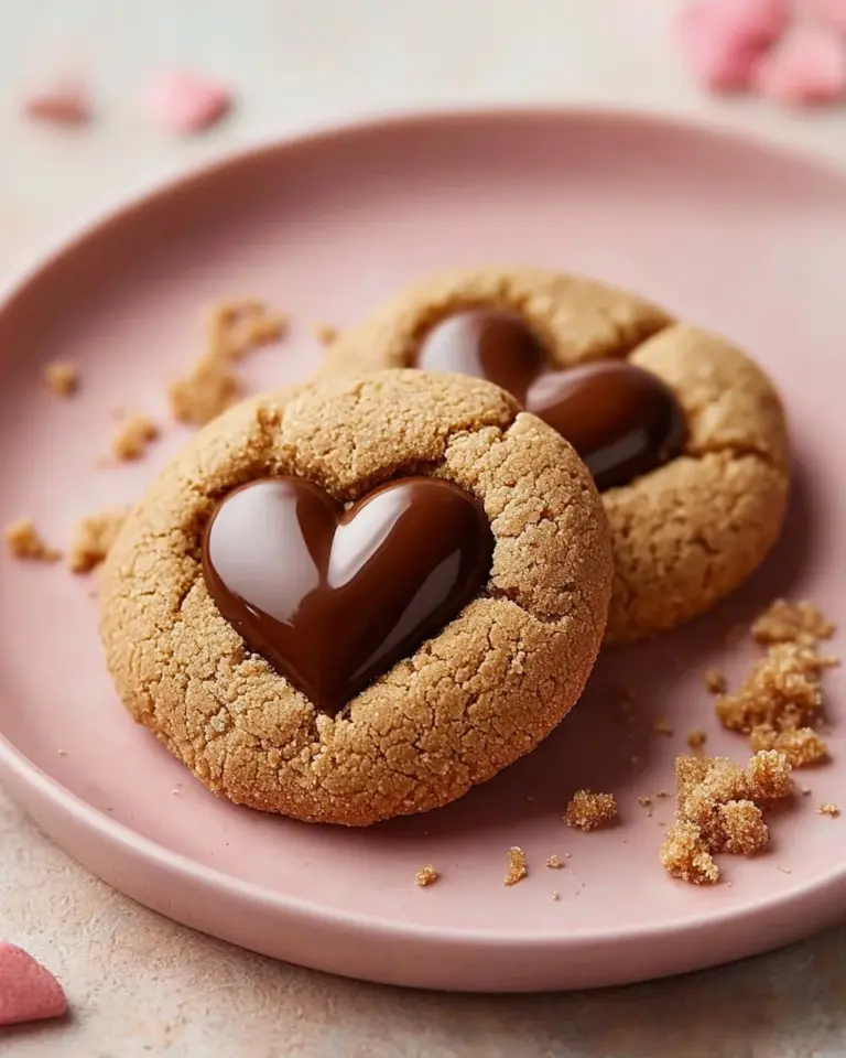 Peanut Butter Chocolate Heart Cookies fresh out of the oven