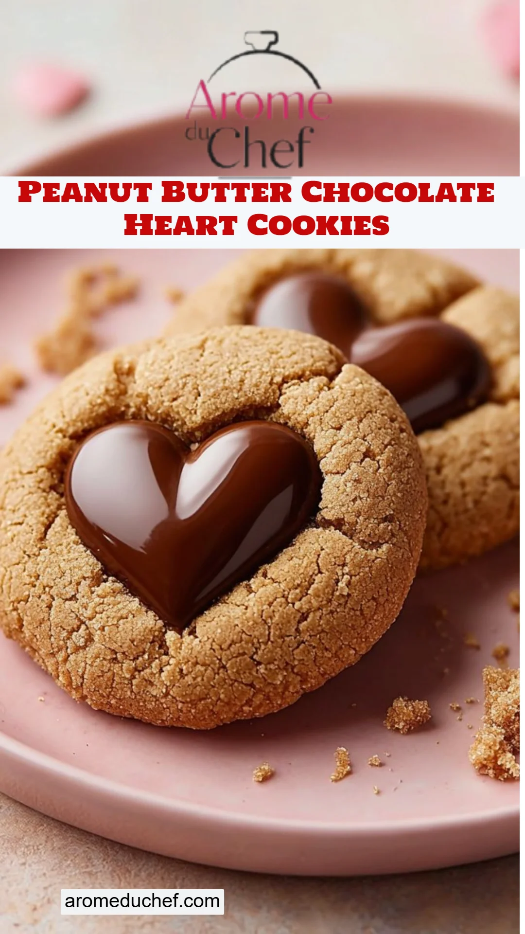 Peanut Butter Chocolate Heart Cookies