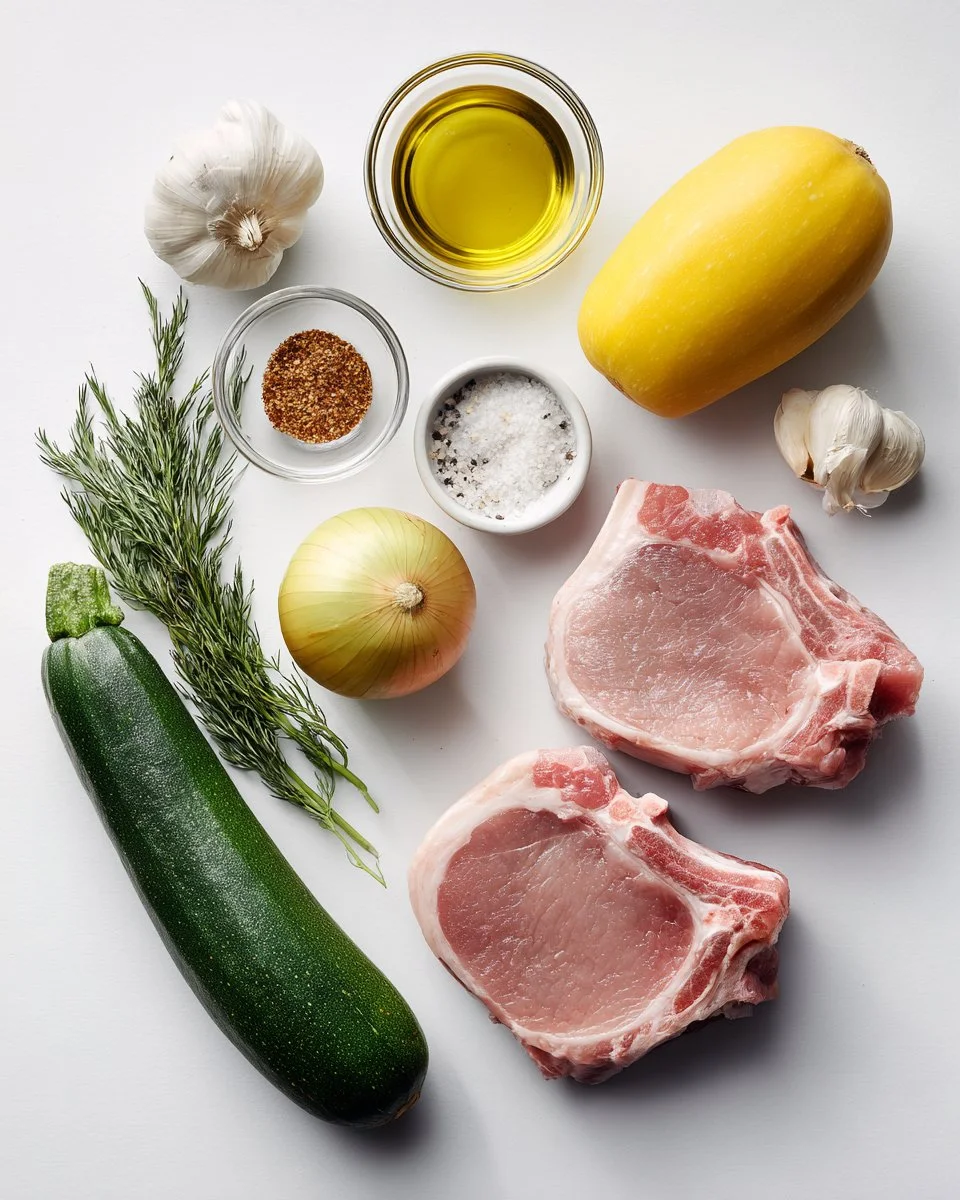 Pork Chops with Zucchini and Squash