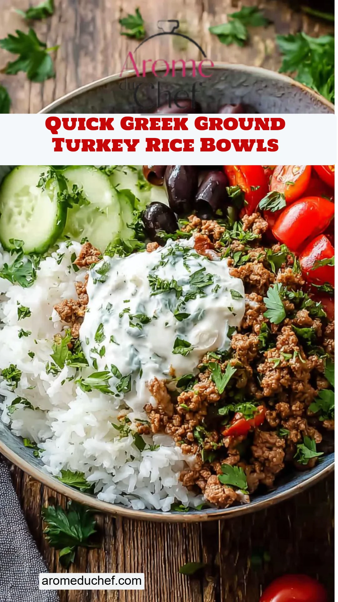 Quick Greek Ground Turkey Rice Bowls
