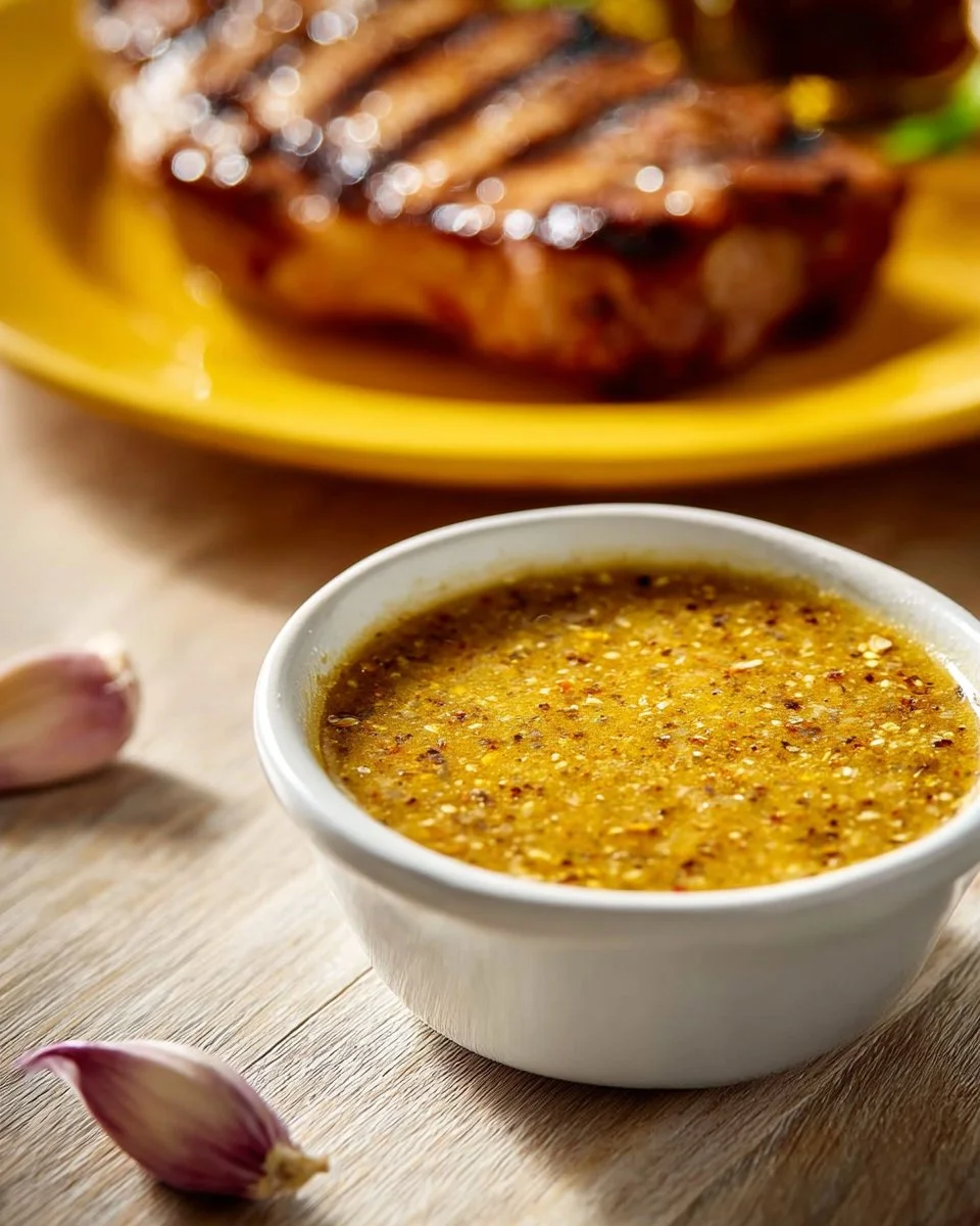 Delicious quick pork chop dipping sauce served with grilled pork chops