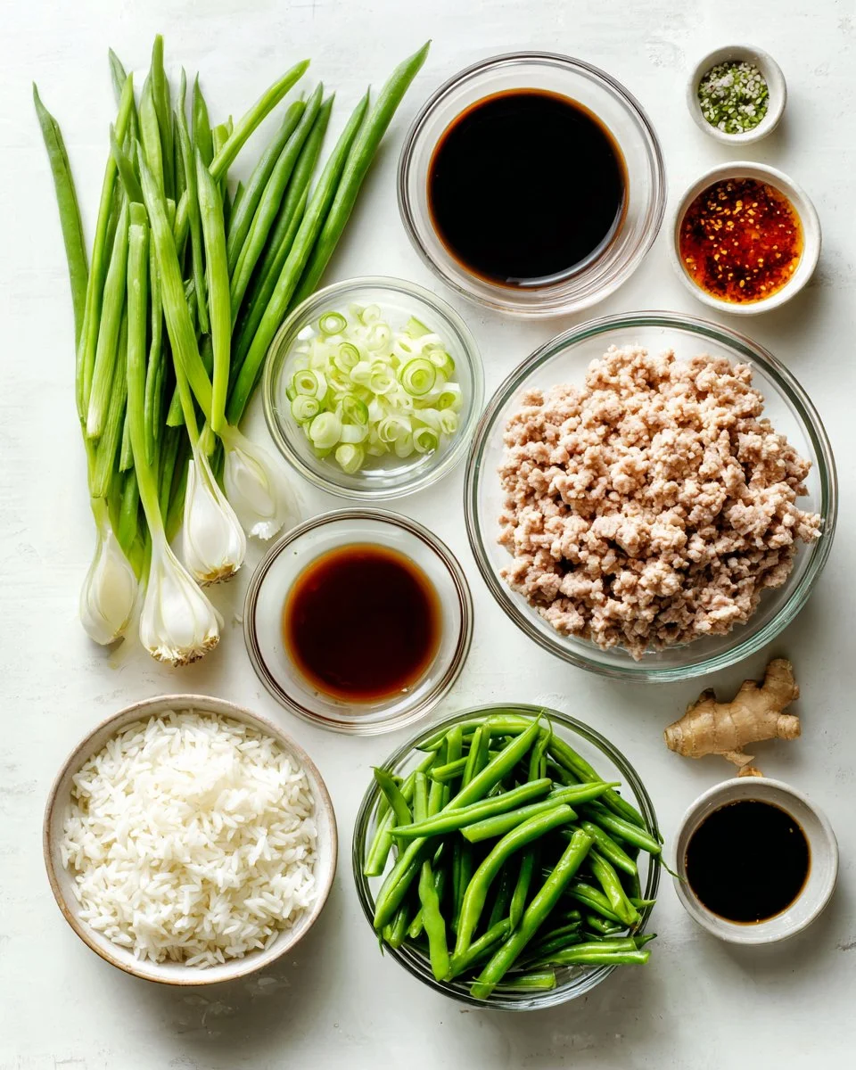 Simple Asian Ground Turkey with Green Beans and Rice