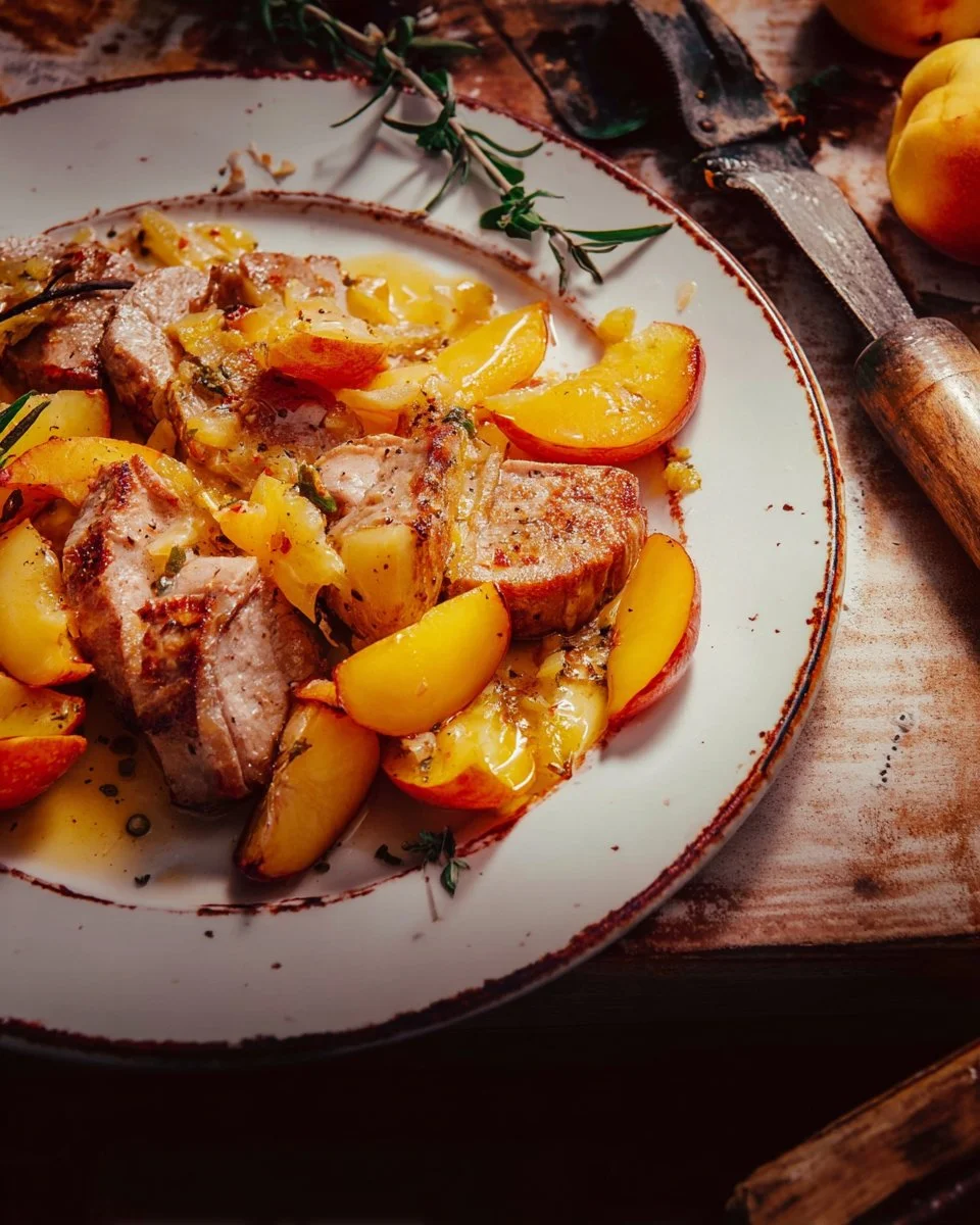 Skillet pork chops served with apples and a savory pan sauce
