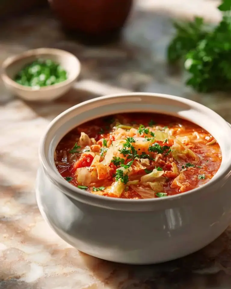 Bowl of slow cooker turkey vegetable soup with fresh vegetables