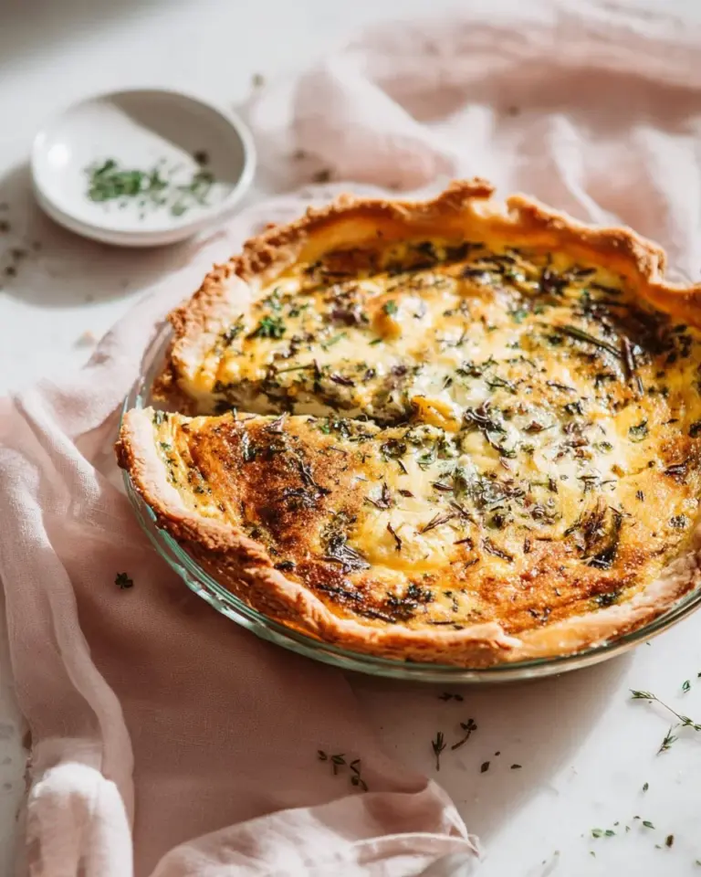 Delicious Spinach Mushroom Quiche served on a plate