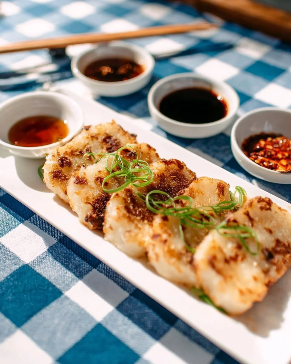 Steamed Daikon Cake with Chinese Sausage and Dried Seafood