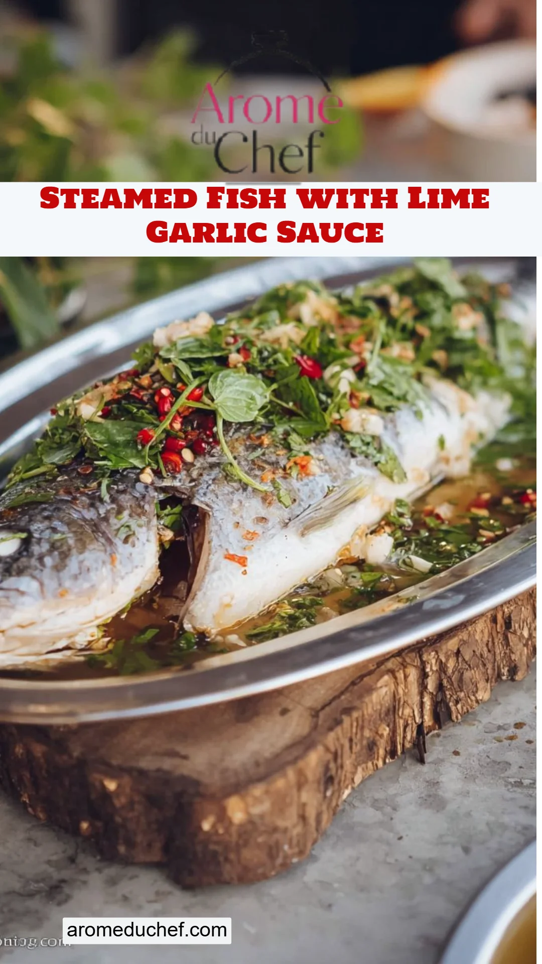 Steamed Fish with Lime Garlic Sauce