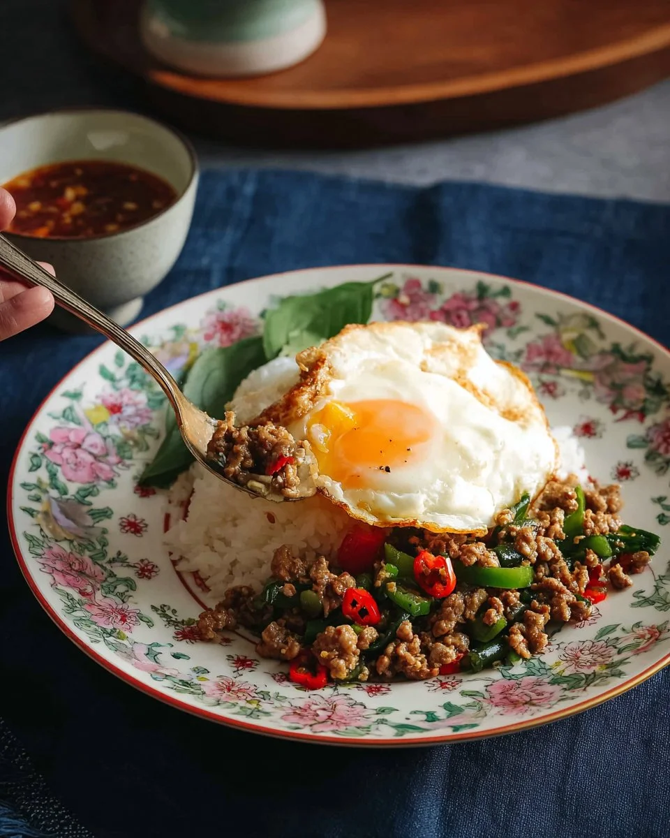 Delicious stir-fried basil dish with fresh vegetables and spices