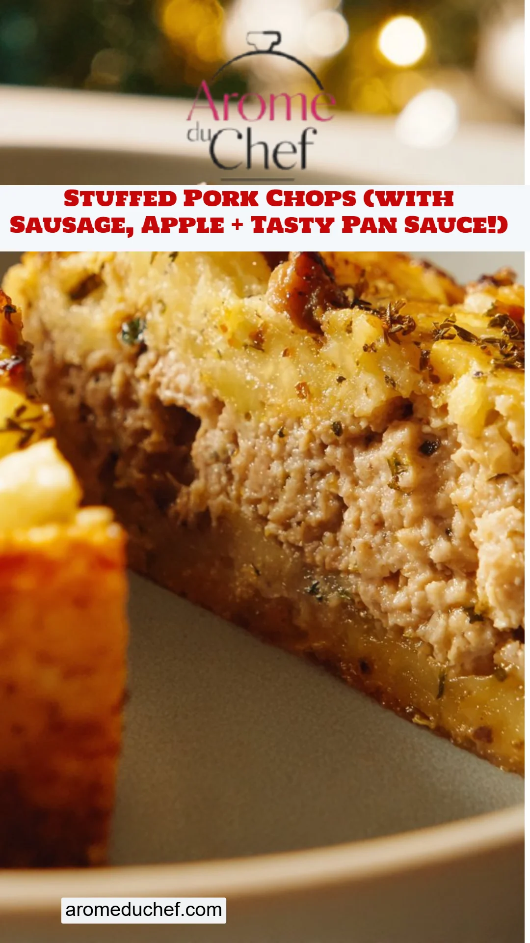 Stuffed Pork Chops (with Sausage, Apple + Tasty Pan Sauce!)