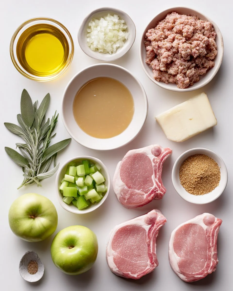 Stuffed Pork Chops (with Sausage, Apple + Tasty Pan Sauce!)