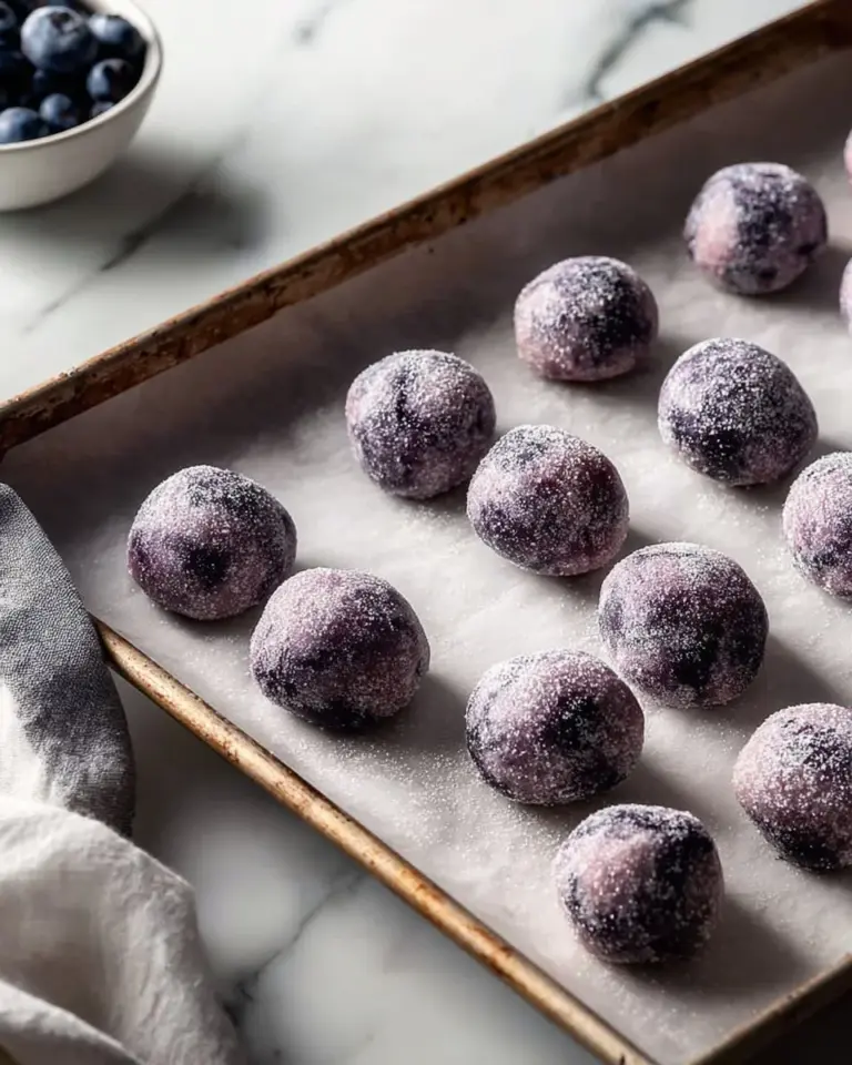 Sweet lemon-blueberry frozen yogurt bites served in a bowl