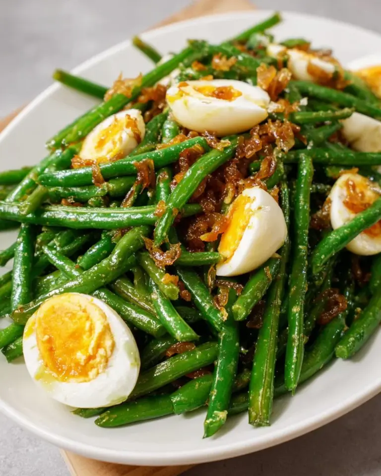 Colorful Thai Long Bean Stir-Fry with vegetables and herbs on a plate