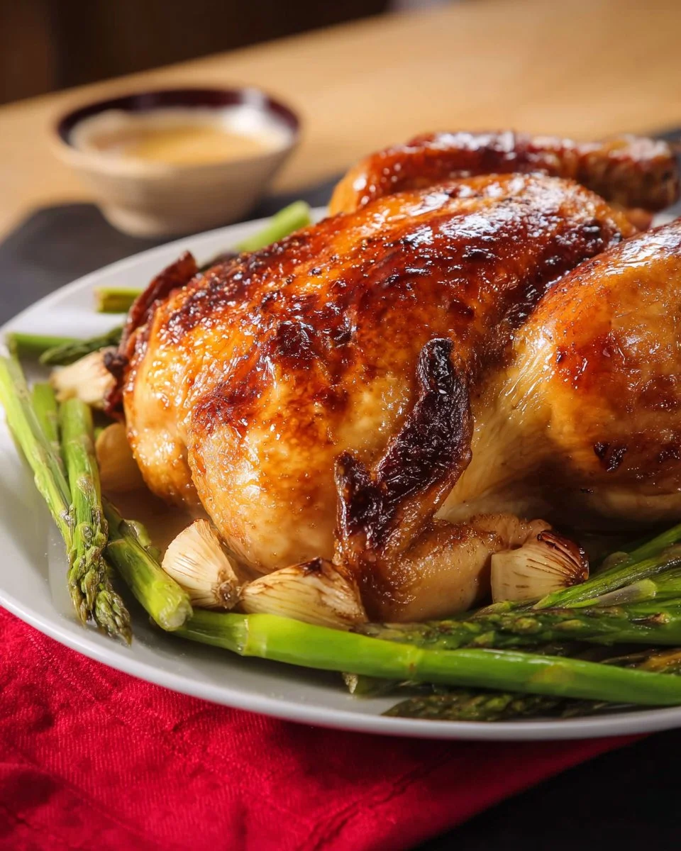 Delicious Thai Roast Chicken served with rich gravy on a plate