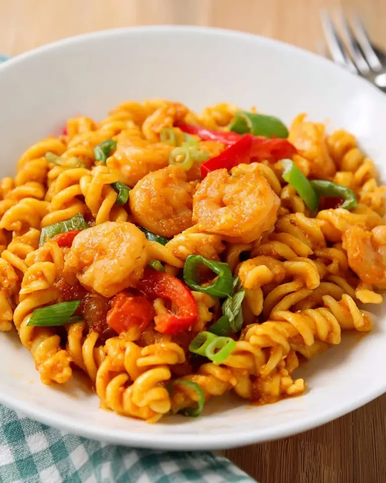 Delicious Thai Style Pasta with macaroni and vibrant vegetables