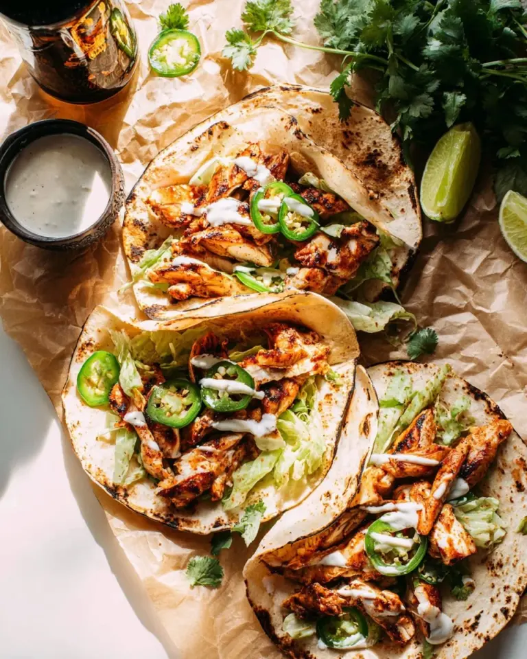 Delicious chicken street tacos topped with fresh ingredients and served on corn tortillas