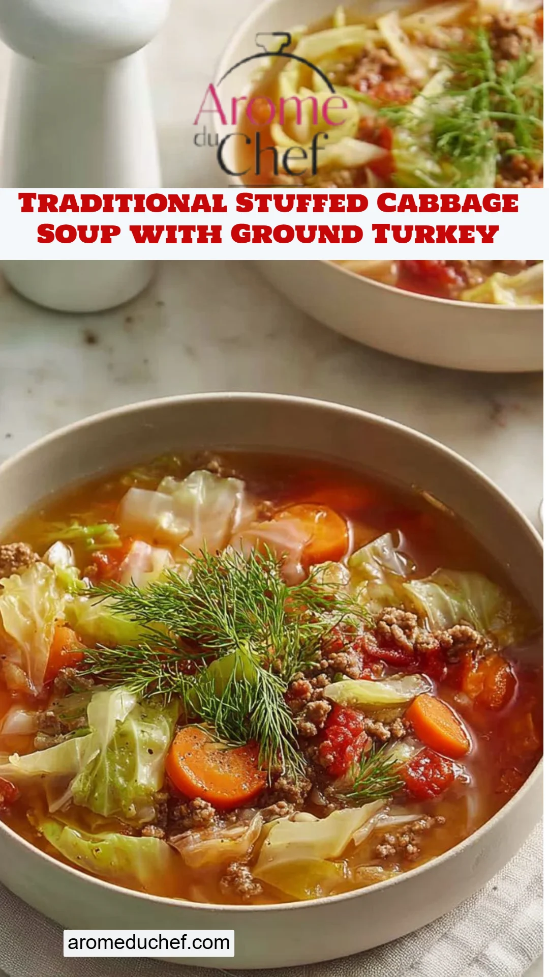 Traditional Stuffed Cabbage Soup with Ground Turkey