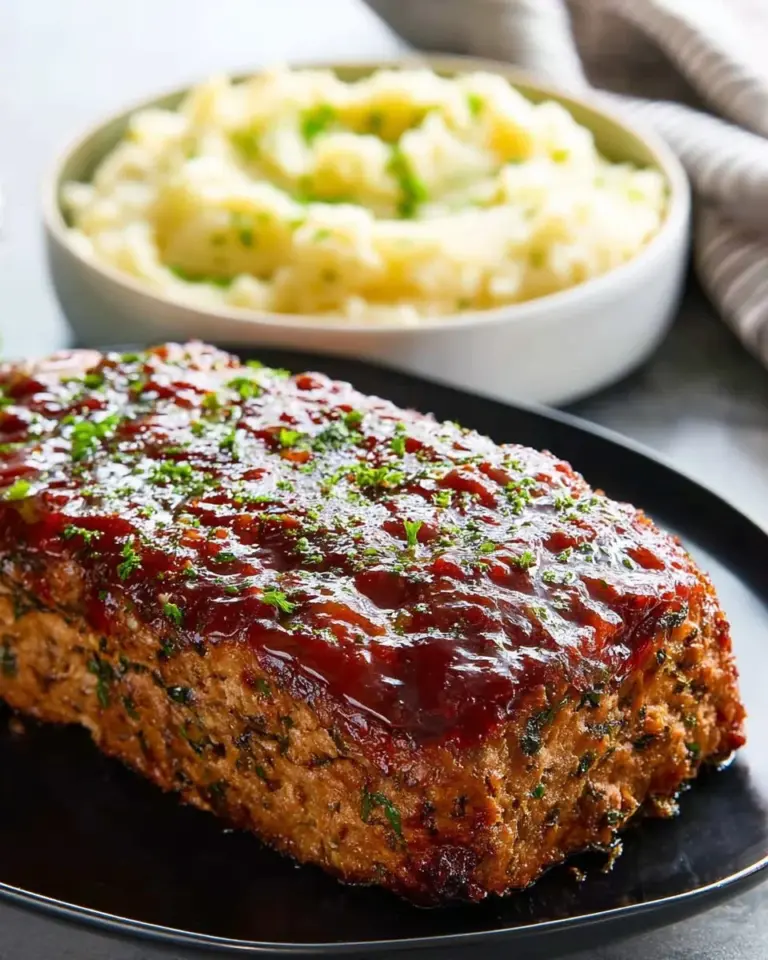 Sliced Turkey Meatloaf served on a plate with vegetables