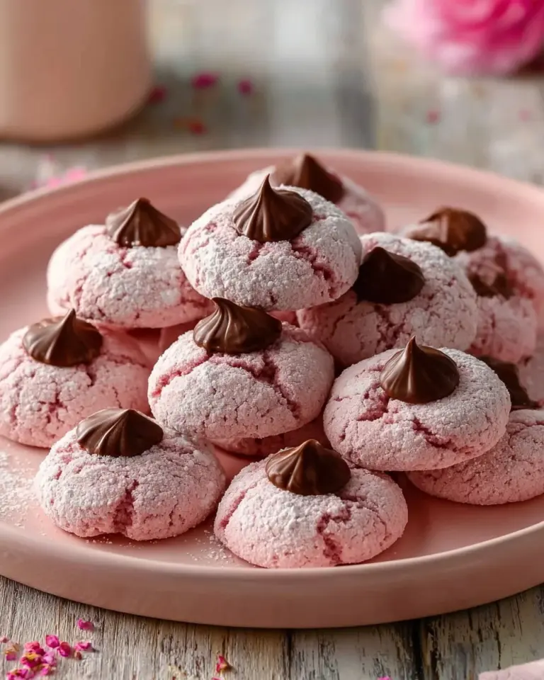 Valentine's Day cherry cookies decorated with pink icing and heart sprinkles