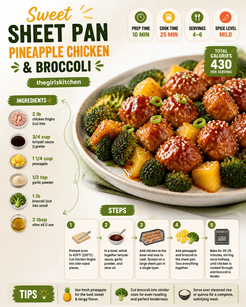 Sweet Sheet Pan Pineapple Chicken and Broccoli - thegirlskitchen