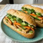 Delicious Tofu Banh Mi Sandwich with fresh vegetables and tofu filling