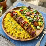 Yogurt marinated chicken kebabs grilled to perfection