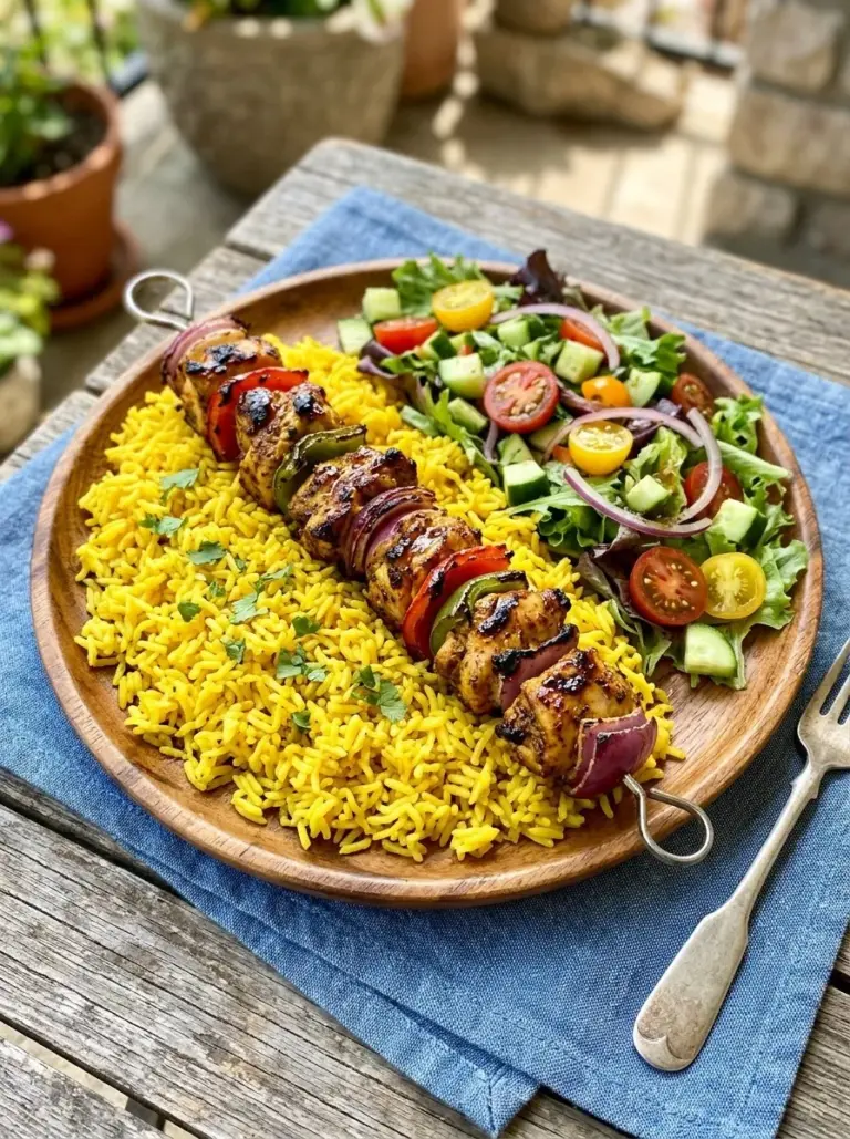 Yogurt marinated chicken kebabs grilled to perfection